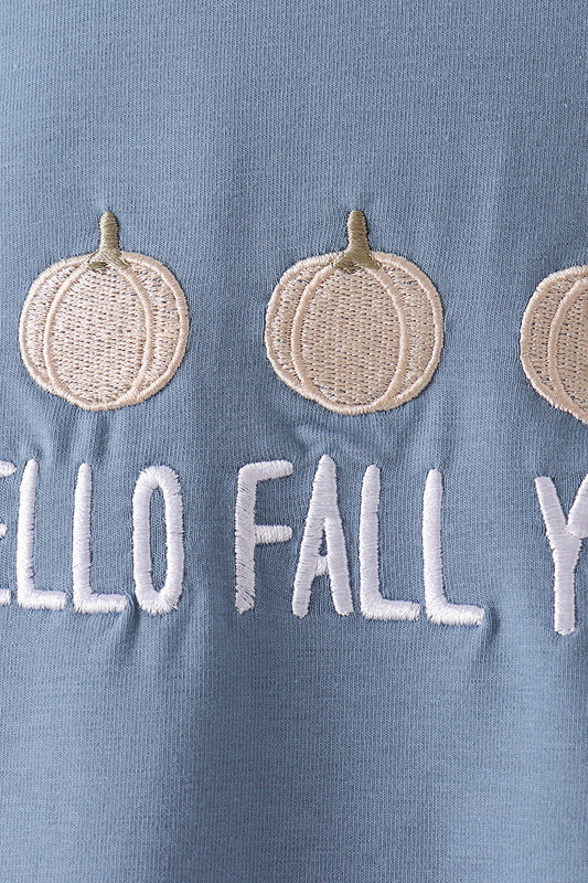Blue Hallo Fall Y'ALL Pumpkin Romper