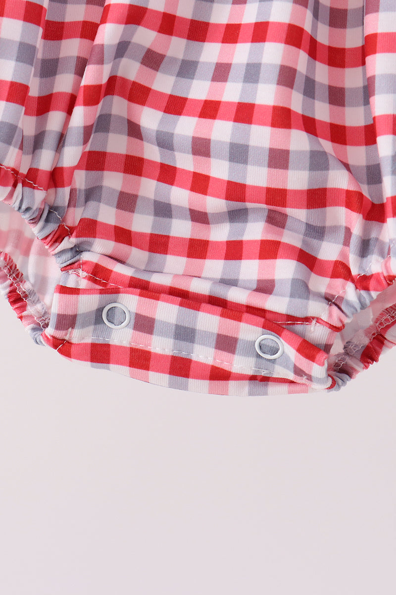 Red Alabama Roll Tide Embroidery Plaid Bubble