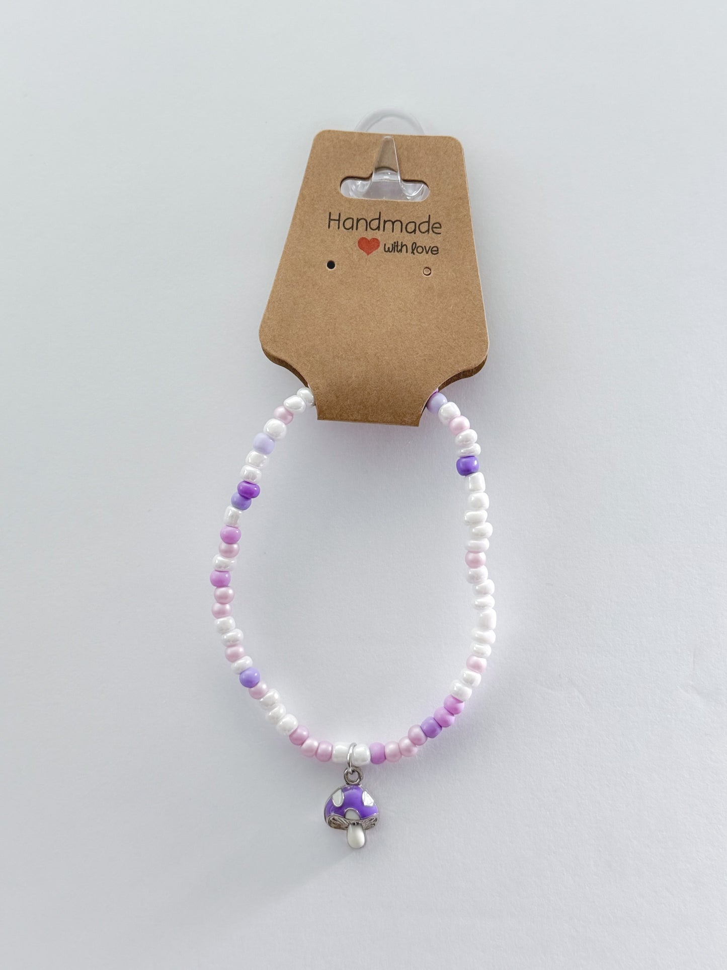 Lavender Mushroom Charm Bracelet