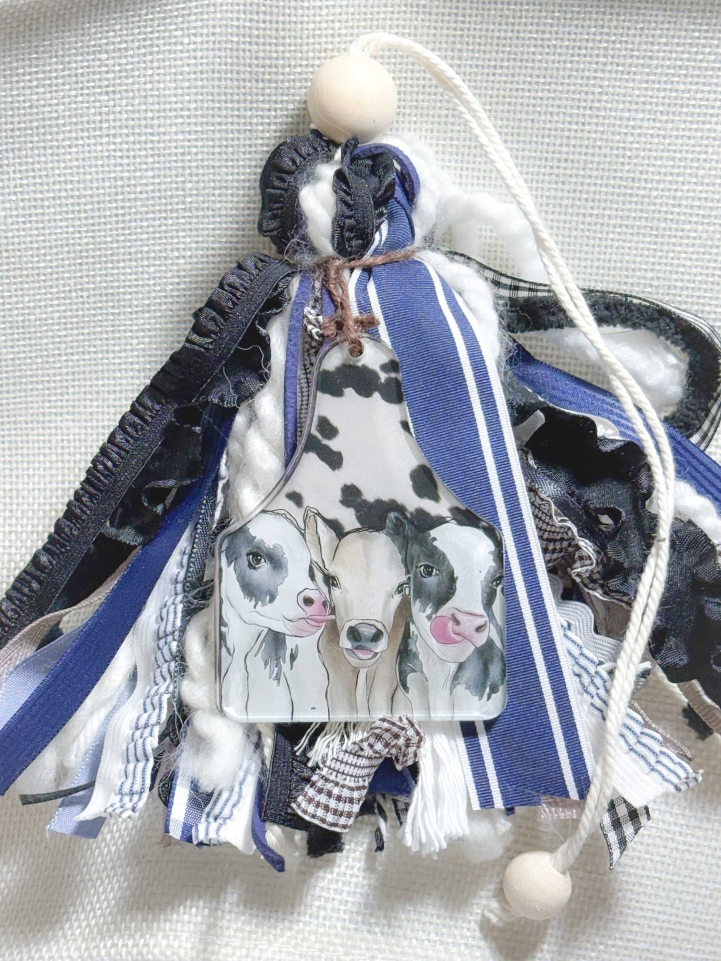 Navy Cow Tag Tassel