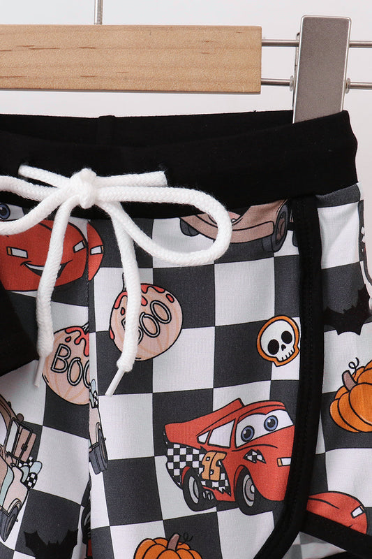 Black racing bamboo shorts set
