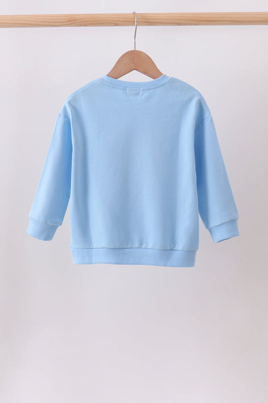 Blue Floral Bow Embroidery Top