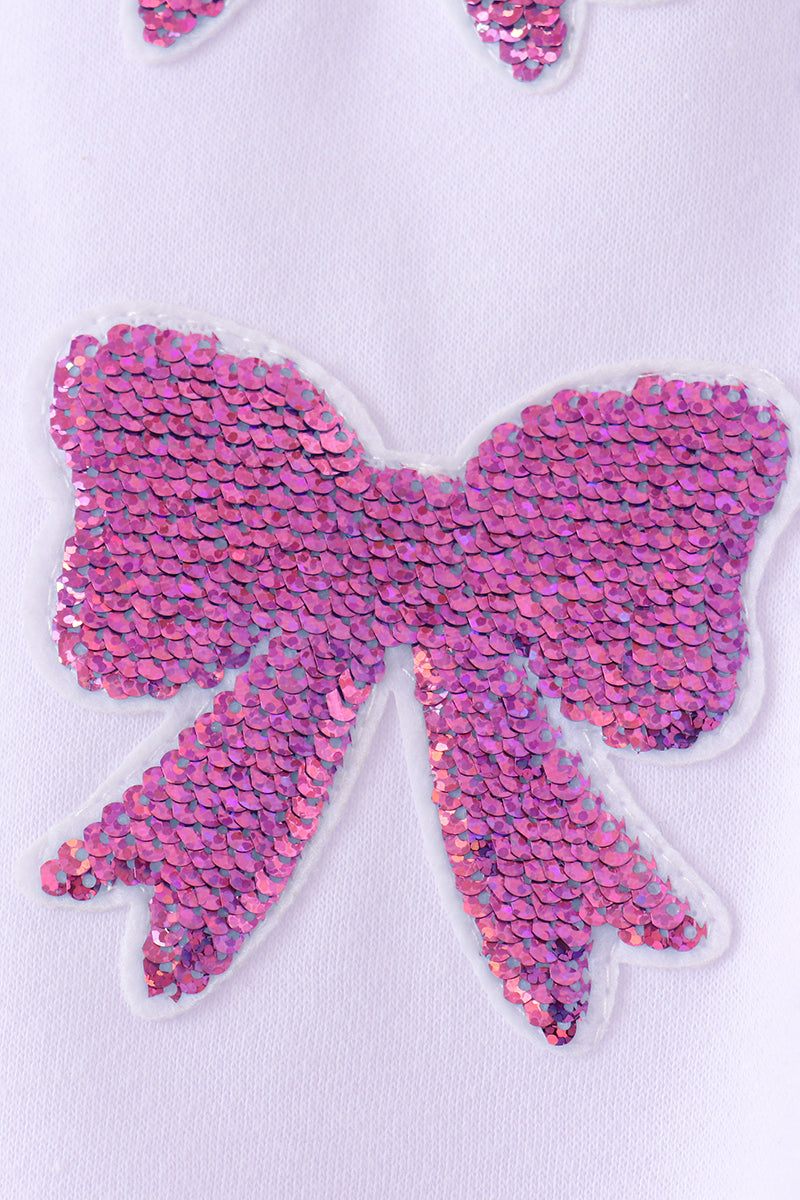 White bow sequin mom&me sweatshirt