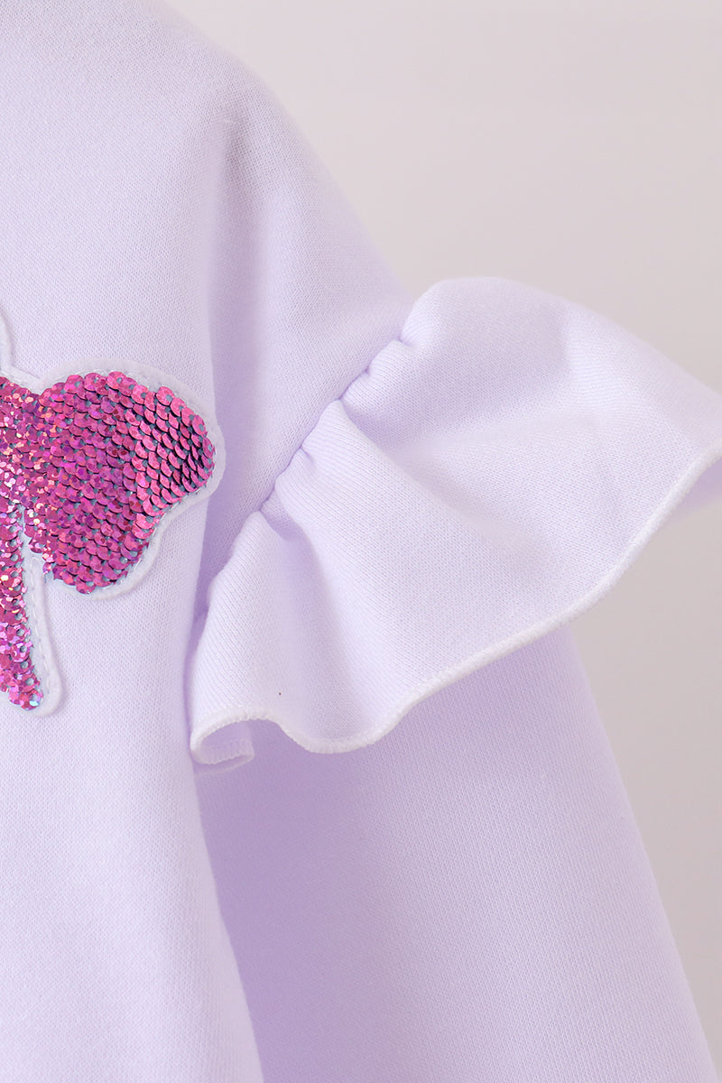 White bow sequin mom&me sweatshirt
