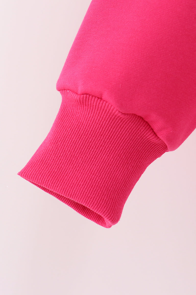 Magenta bow sequin mom&me sweatshirt