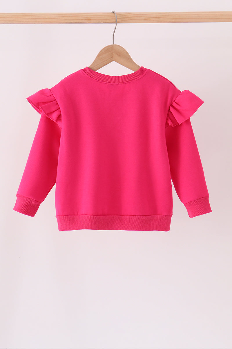 Magenta bow sequin mom&me sweatshirt