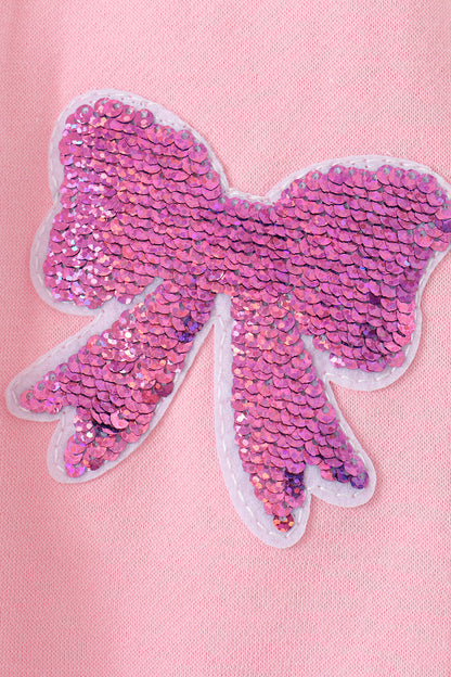 Pink bow sequin mom&me sweatshirt