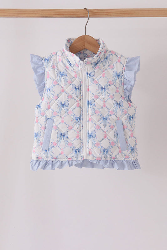 Sky floral bow ruffle vest