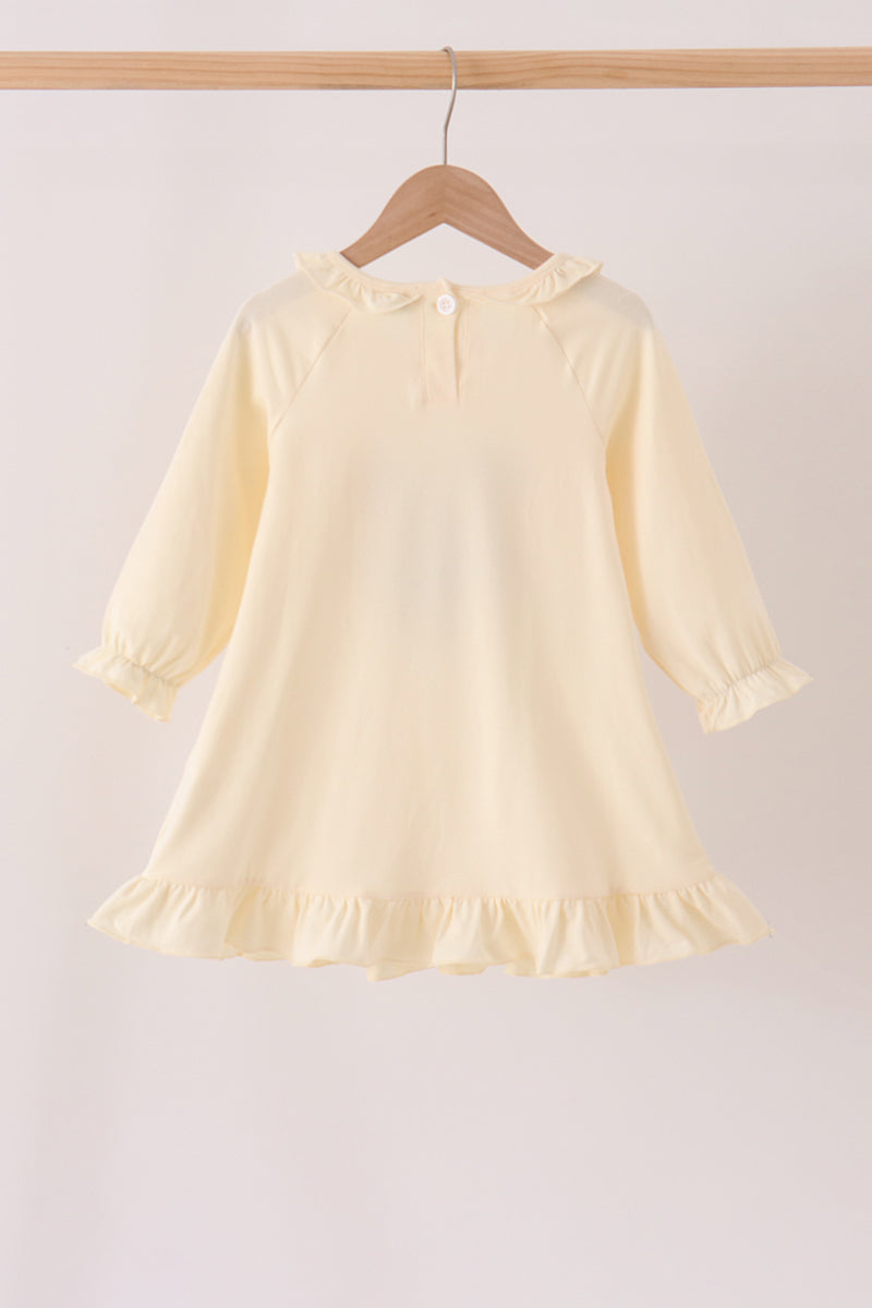 Cream Football French Knot Ruffle Dress