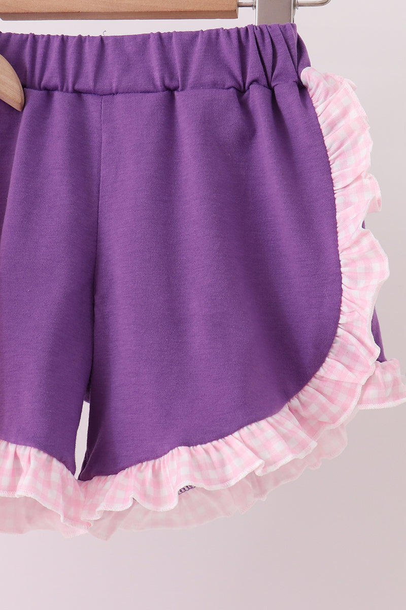 Pink Puppy Pumpkin Applique Ruffle Shorts Set
