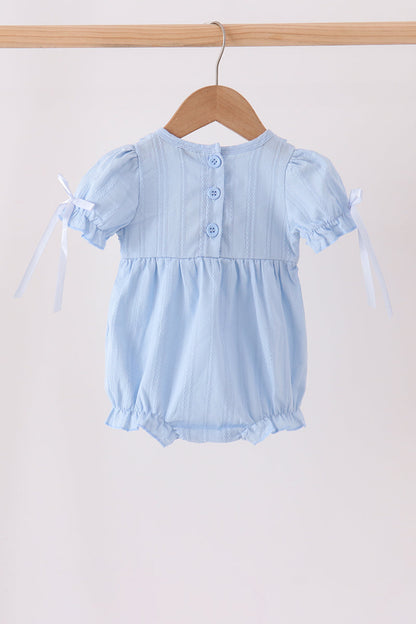 Blue Floral Smocked Lace Bubble