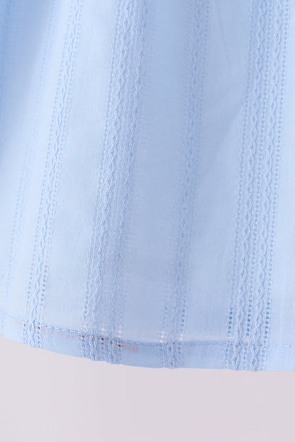 Blue Floral Smocked Lace Ruffle Pants Set