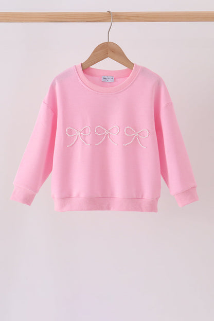 Pink bow pearl mom&me sweatshirt