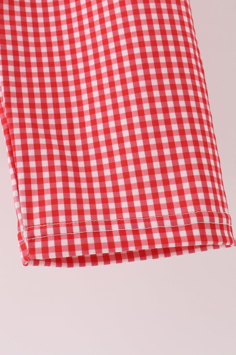 Red Football Embroidery Pants Set