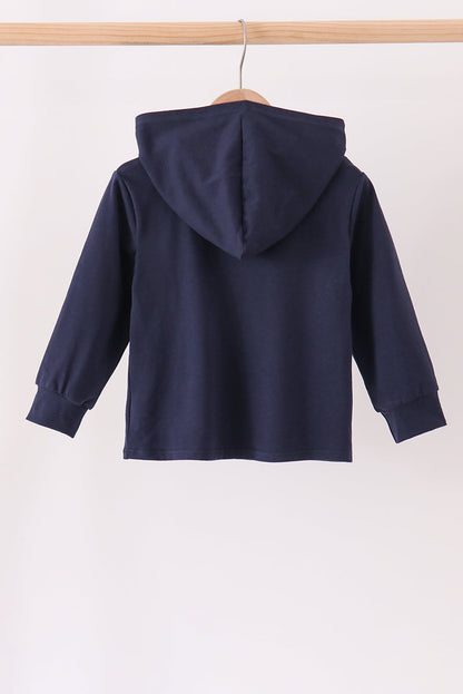 Navy Football Embroidery Hoodie