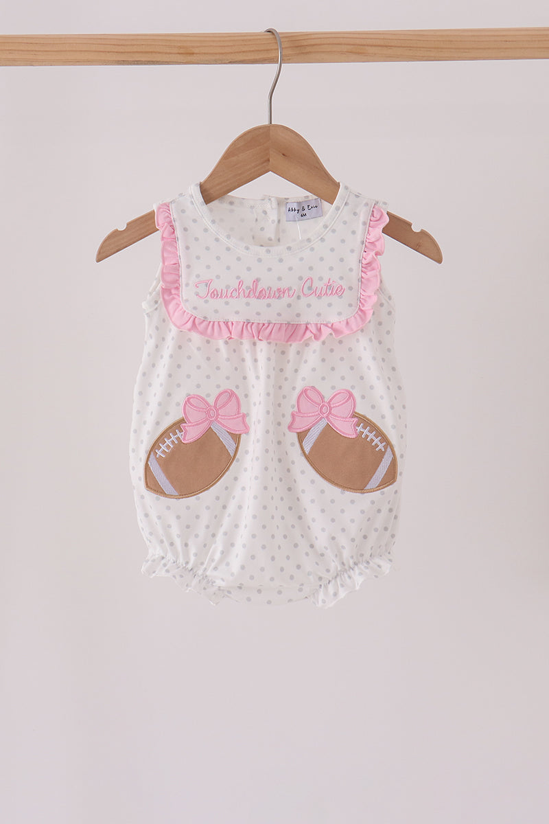 Pink Football Applique Ruffle Bubble
