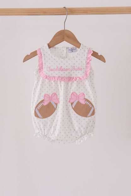 Pink Football Applique Ruffle Bubble