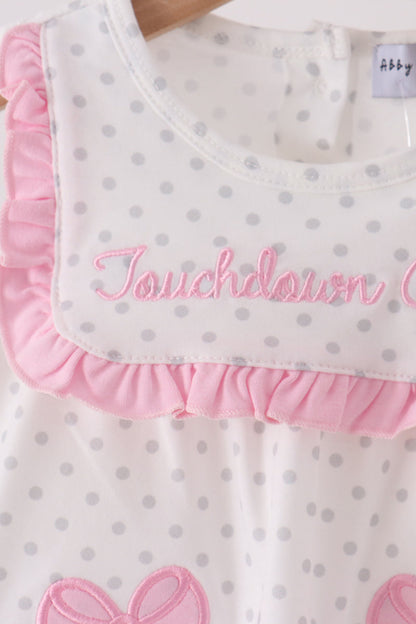 Pink Football Applique Ruffle Bubble