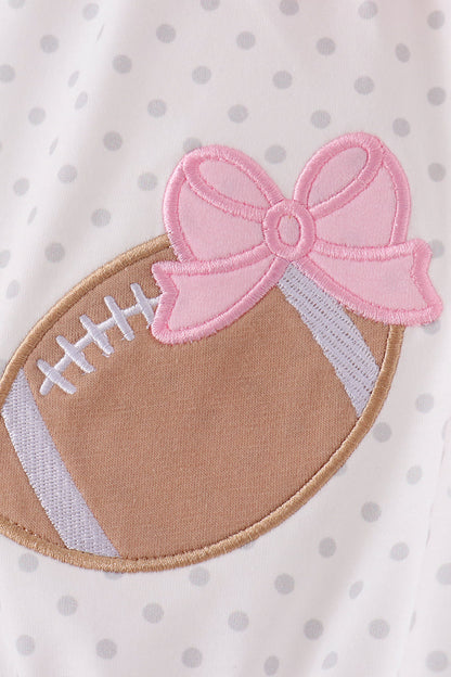 Pink Football Applique Ruffle Bubble