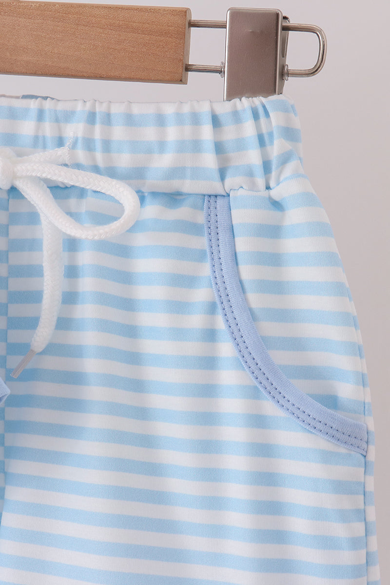 Blue Football Applique Shorts Set