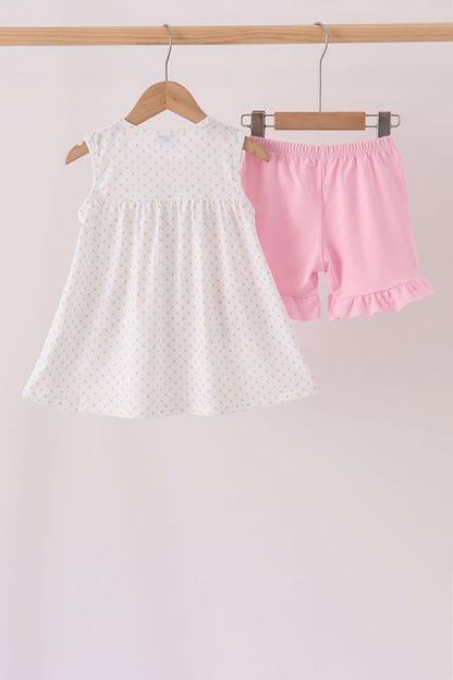 Pink Football Applique Ruffle Shorts Set