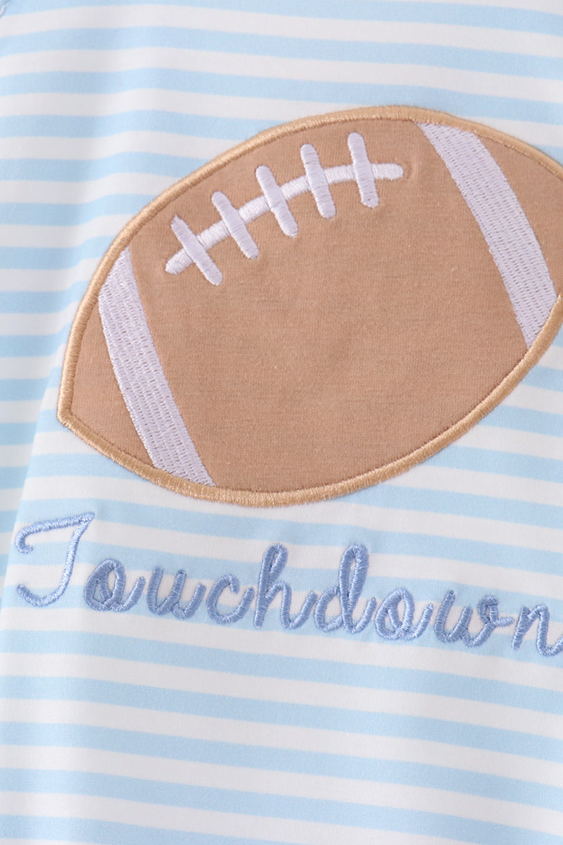 Blue Football Applique Bubble
