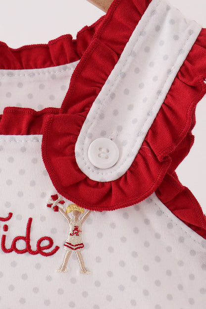Red Alabama Roll Tide Embroidery Ruffle Bubble