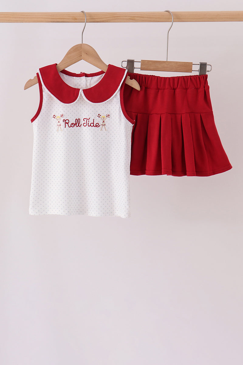 Red Alabama Roll Tide Embroidery Skorts Set