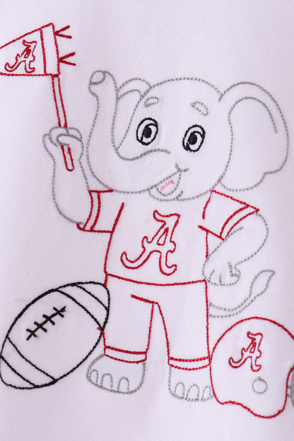 Red Alabama Roll Tide Embroidery Plaid Shorts Set