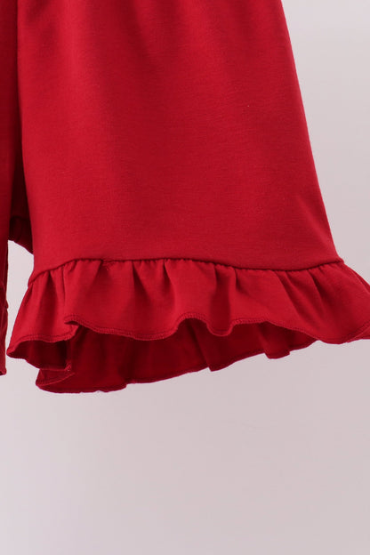 Red Alabama Roll Tide Embroidery Ruffle Shorts Set