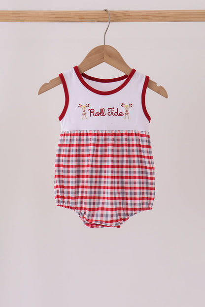Red Alabama Roll Tide Embroidery Plaid Bubble