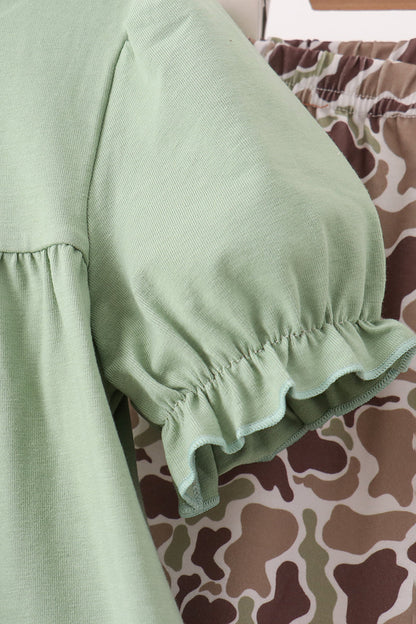 Camo Pumpkin Applique Ruffle Pants Set