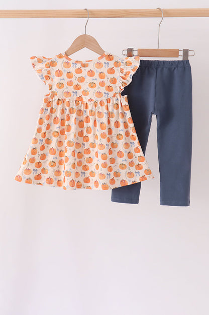 Pumpkin Bow Ruffle Pants Set