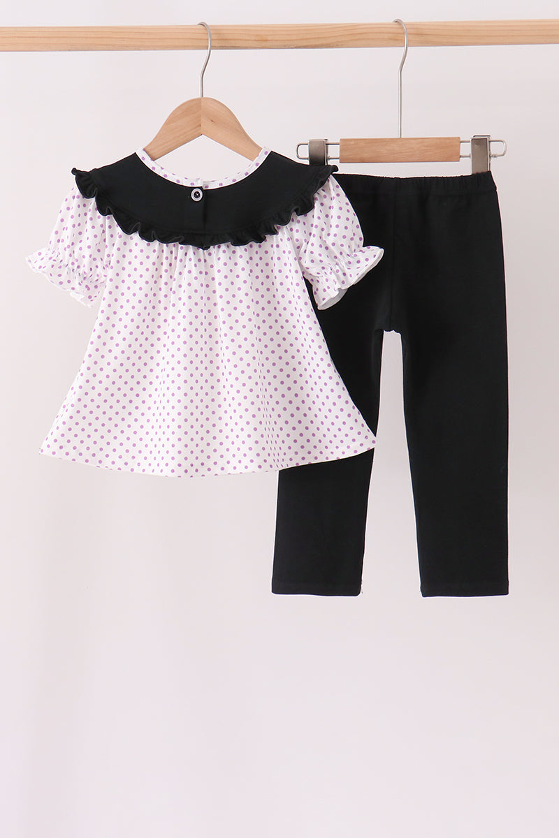 Black Ghost Embroidery Pants Set