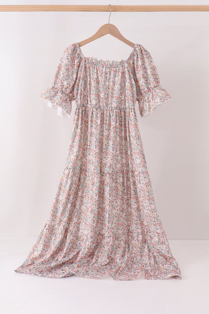 Floral print tiered mom dress