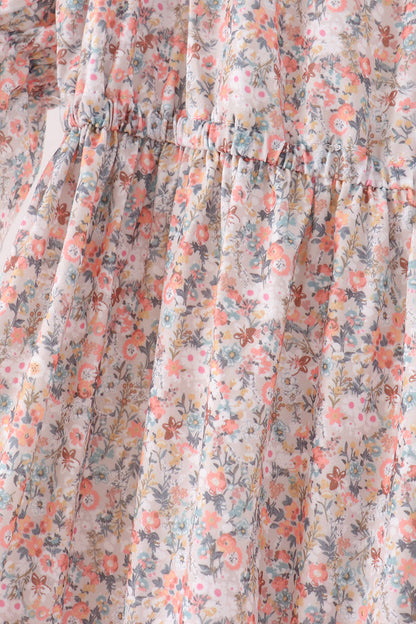 Floral print tiered mom dress