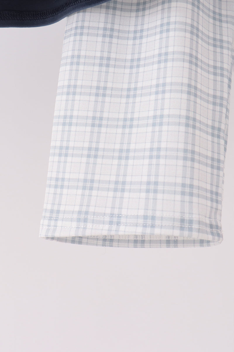 Teal pocket plaid pants set