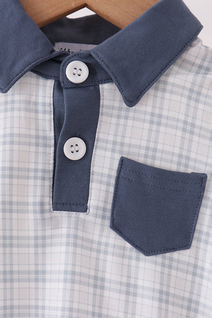 Teal pocket plaid bubble