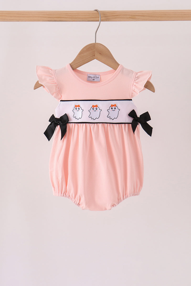 Pink Ghost Embroidery Ruffle Bubble
