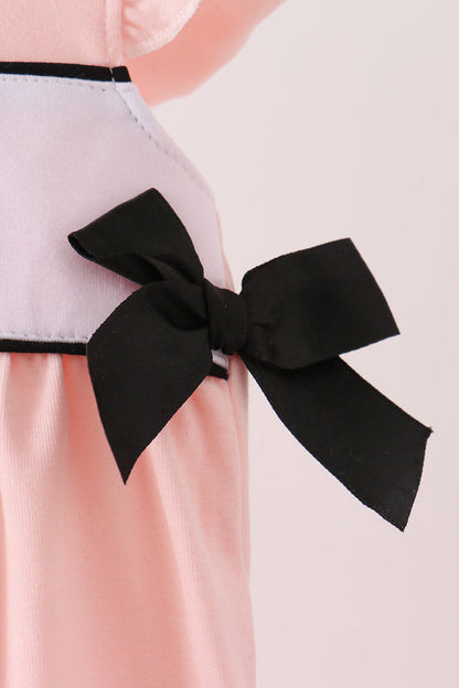 Pink Ghost Embroidery Ruffle Bubble