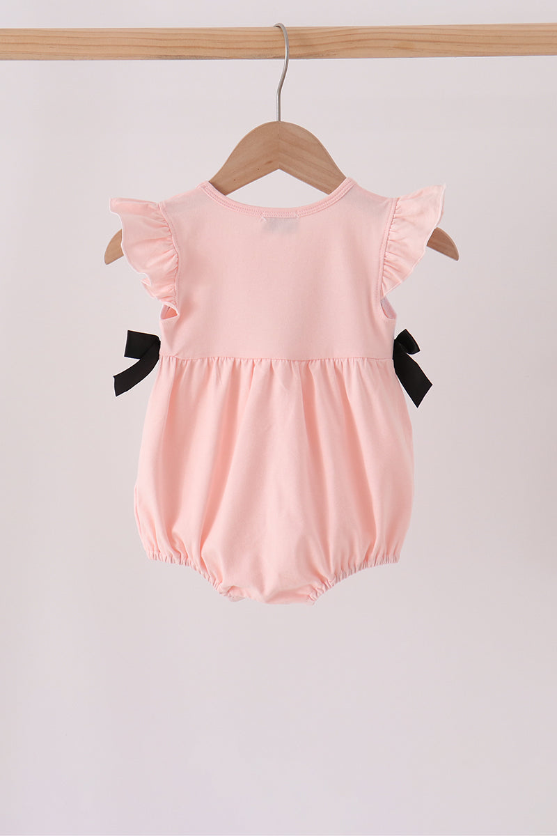 Pink Ghost Embroidery Ruffle Bubble