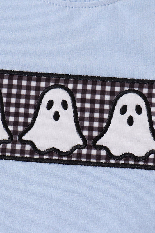 Blue ghost embroidery top
