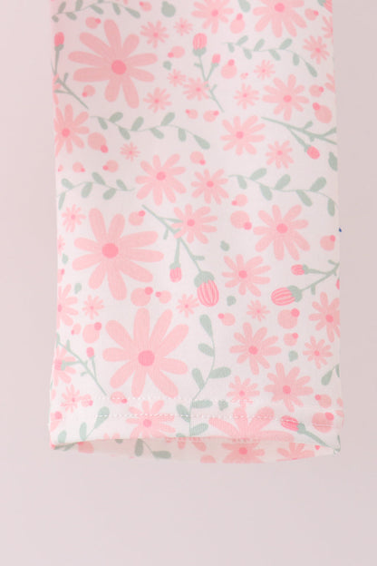 Pink floral bow pants set