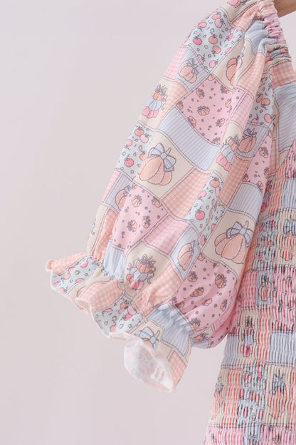 Pink pumpkin smocked mom&me dress