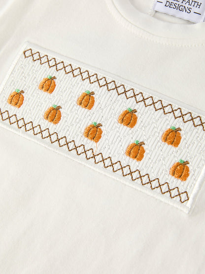 Halloween & Thanksgiving Pumpkin Smock Embroidered Plaid Boys 'Set
