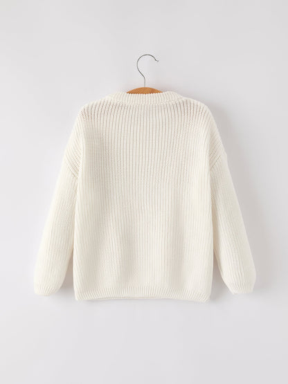 Mommy & Me Winter Girls Bow Sequins Pullover Sweater