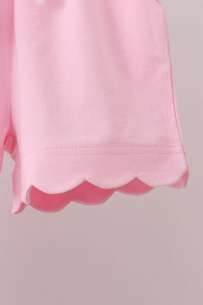 Pink Scalloped Shorts Set