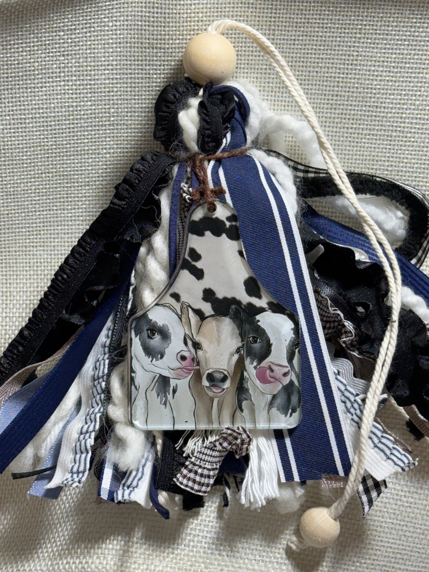 Navy Cow Tag Tassel