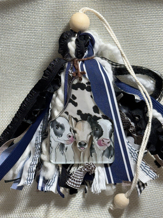 Navy Cow Tag Tassel