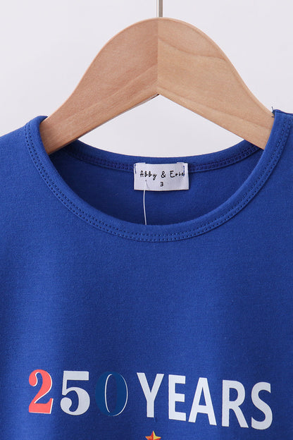 Blue 250 Years flag family top